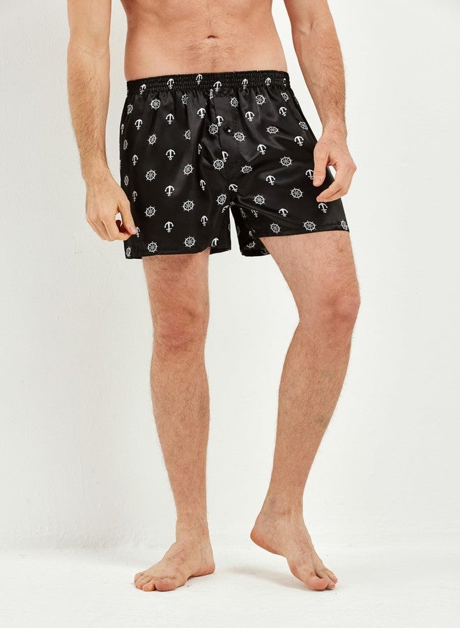 JupiterSecret Mens Satin Boxer Shorts Pack, Silk Feeling Sleep Shorts Underwear with Button Fly, Silky Pajama Bottoms for Men - Image 3